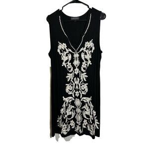 context womens black white sleeveless tank top dress size 1X lord taylor